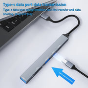 ADS-807 PD100 6 in 1 Type-C to PD100W + USB3.0 + USB2.0 + SD/TF HUB Docking Station(Space Grey)