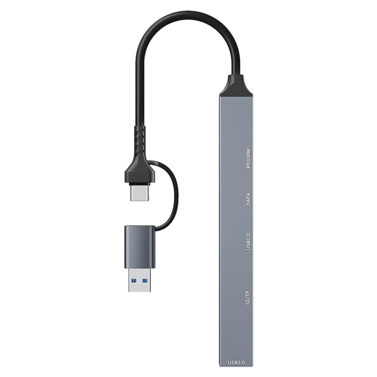 ADS-807D 6 in 1 USB + Type-C to PD100W + USB3.0/2.0 + SD/TF HUB Docking Station(Space Grey)