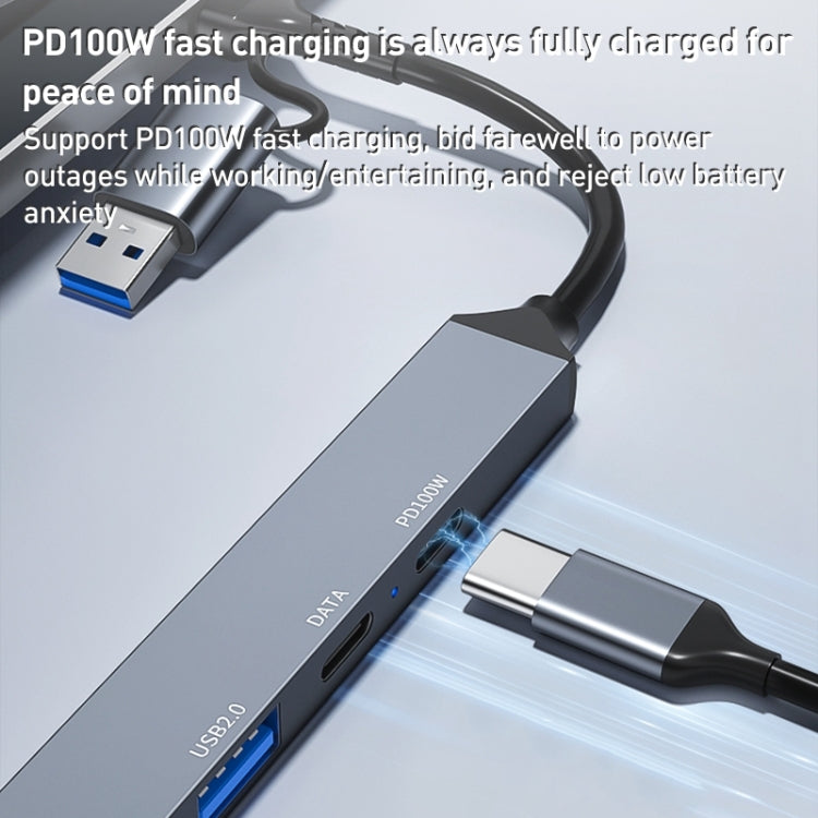 ADS-807D 6 in 1 USB + Type-C to PD100W + USB3.0/2.0 + SD/TF HUB Docking Station(Space Grey)