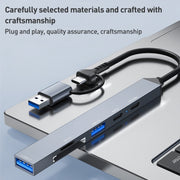 ADS-807D 6 in 1 USB + Type-C to PD100W + USB3.0/2.0 + SD/TF HUB Docking Station(Space Grey)