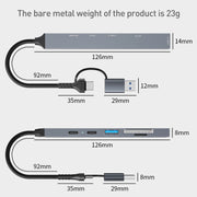 ADS-807D 6 in 1 USB + Type-C to PD100W + USB3.0/2.0 + SD/TF HUB Docking Station(Space Grey)