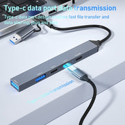 ADS-809D 5 in 1 USB + Type-C to PD100W + USB3.0/2.0 + Type-C HUB Docking Station(Space Grey)