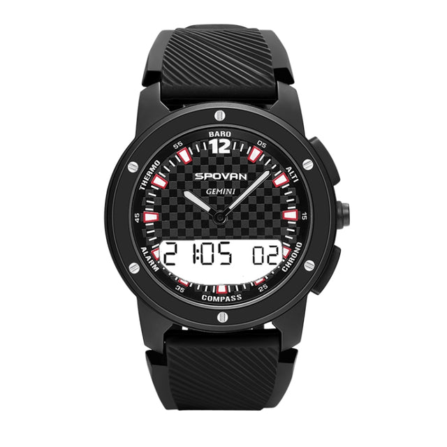 SPOVAN Gemini Outdoor Mountaineering Altitude Barometric Water-resistant Sports Watch(Black White)