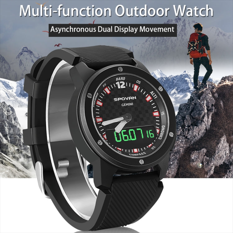 SPOVAN Gemini Outdoor Mountaineering Altitude Barometric Water-resistant Sports Watch(Black White)