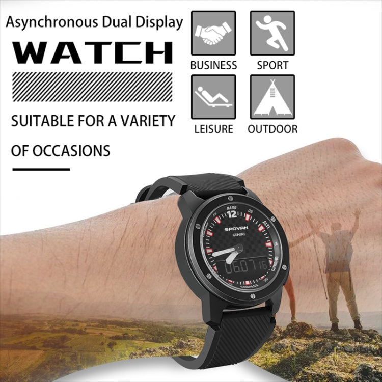 SPOVAN Gemini Outdoor Mountaineering Altitude Barometric Water-resistant Sports Watch(Black White)