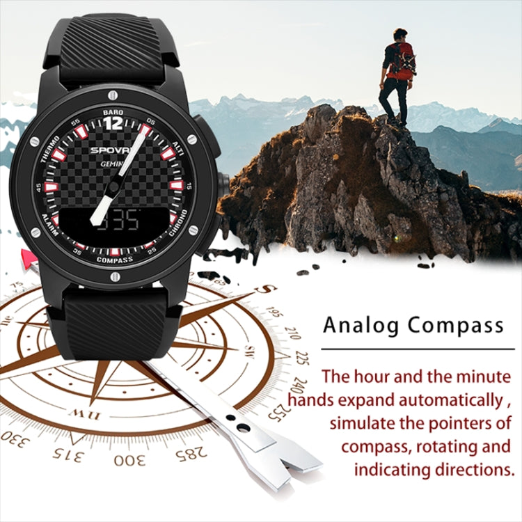 SPOVAN Gemini Outdoor Mountaineering Altitude Barometric Water-resistant Sports Watch(Black)