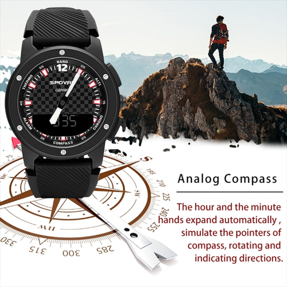 SPOVAN Gemini Outdoor Mountaineering Altitude Barometric Water-resistant Sports Watch(Black)