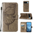 For Google Pixel 9 Embossed Butterfly Leather Phone Case(Grey) - Google Cases by PMC TechLife | Online Shopping South Africa | PMC TechLife | Buy Now Pay Later Mobicred