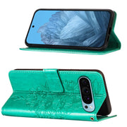 For Google Pixel 9 Embossed Butterfly Leather Phone Case(Green)