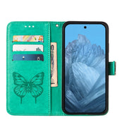 For Google Pixel 9 Embossed Butterfly Leather Phone Case(Green)