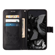 For Google Pixel 9 Pro Embossed Butterfly Leather Phone Case(Black)