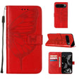 For Google Pixel 9 Pro Embossed Butterfly Leather Phone Case(Red) - Google Cases by PMC TechLife | Online Shopping South Africa | PMC TechLife | Buy Now Pay Later Mobicred