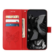 For Google Pixel 9 Pro Embossed Butterfly Leather Phone Case(Red)