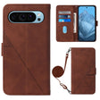 For Google Pixel 9 Crossbody 3D Embossed Flip Leather Phone Case(Brown) - Google Cases by PMC TechLife | Online Shopping South Africa | PMC TechLife | Buy Now Pay Later Mobicred