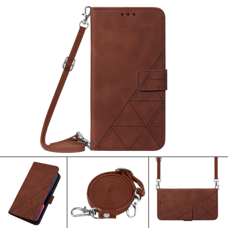 For Google Pixel 9 Crossbody 3D Embossed Flip Leather Phone Case(Brown)