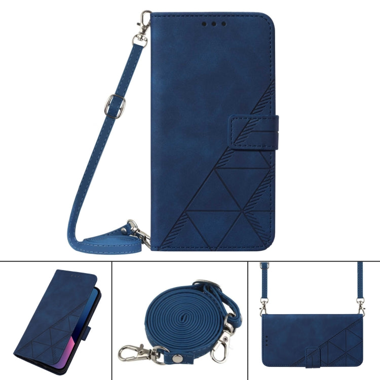 For Google Pixel 9 Crossbody 3D Embossed Flip Leather Phone Case(Blue)
