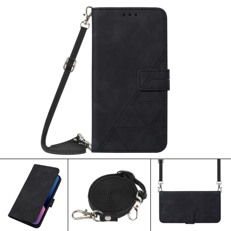 For Google Pixel 9 Crossbody 3D Embossed Flip Leather Phone Case(Black)