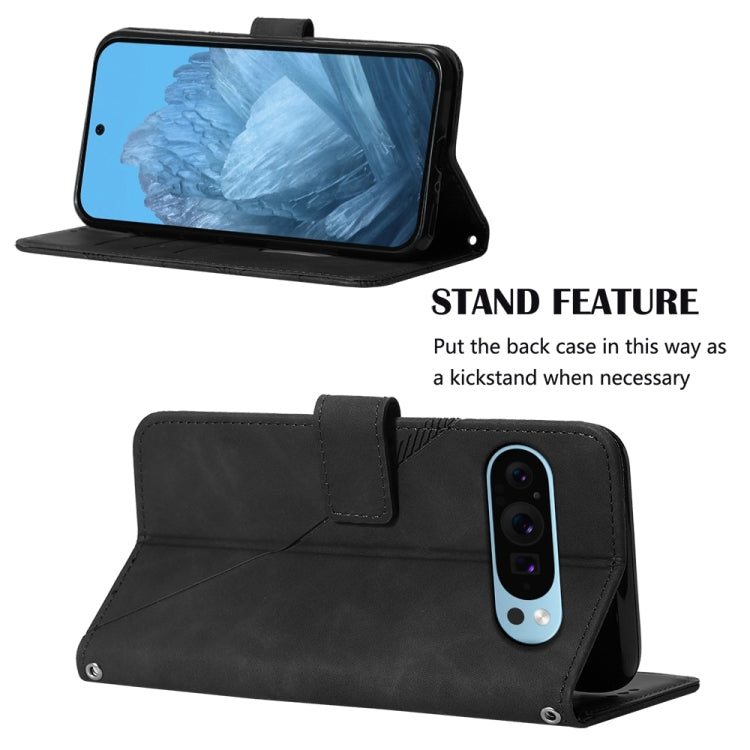 For Google Pixel 9 Crossbody 3D Embossed Flip Leather Phone Case(Black)