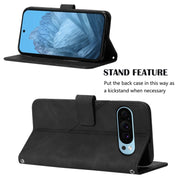 For Google Pixel 9 Crossbody 3D Embossed Flip Leather Phone Case(Black)
