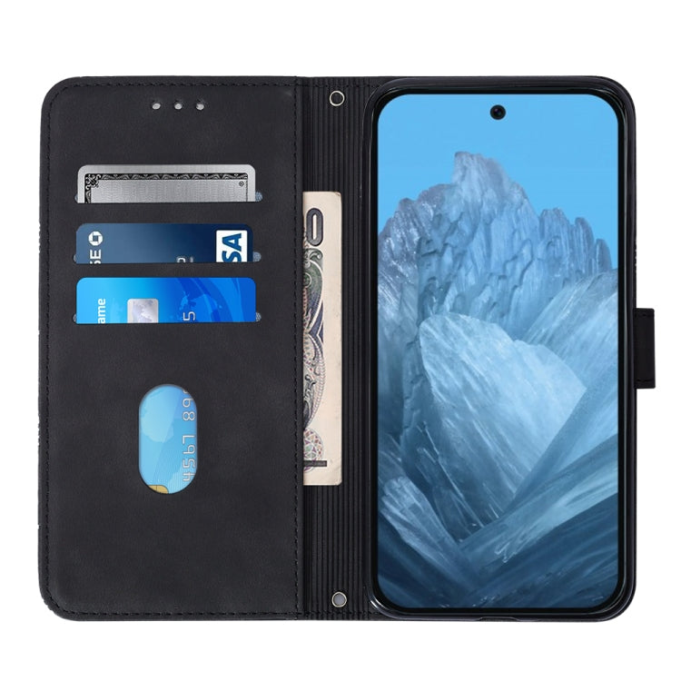 For Google Pixel 9 Crossbody 3D Embossed Flip Leather Phone Case(Black)