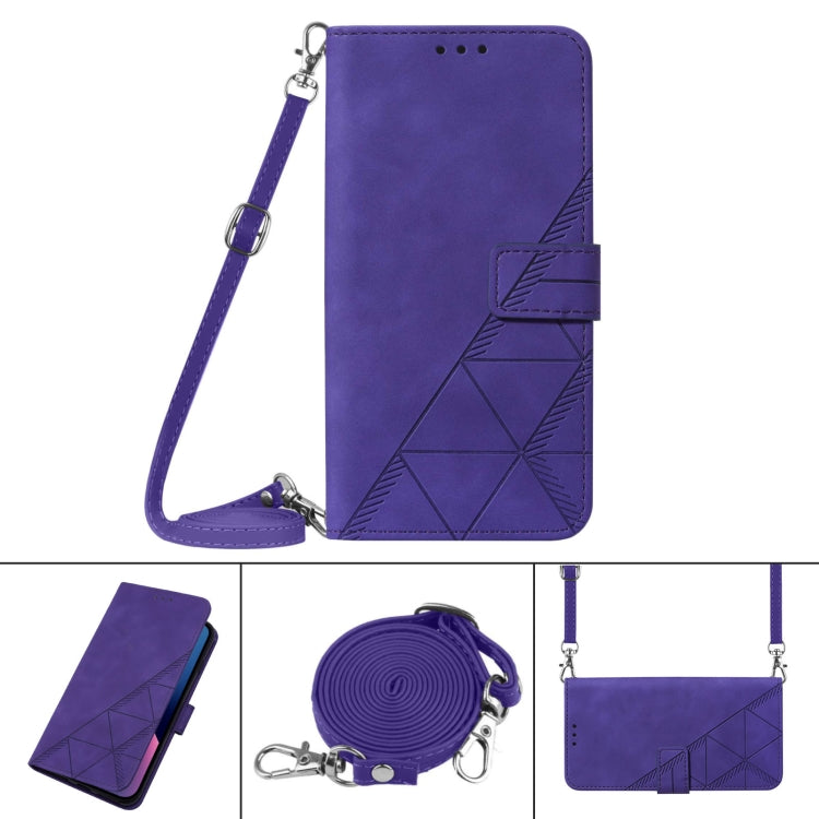 For Google Pixel 9 Crossbody 3D Embossed Flip Leather Phone Case(Purple)