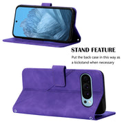 For Google Pixel 9 Crossbody 3D Embossed Flip Leather Phone Case(Purple)
