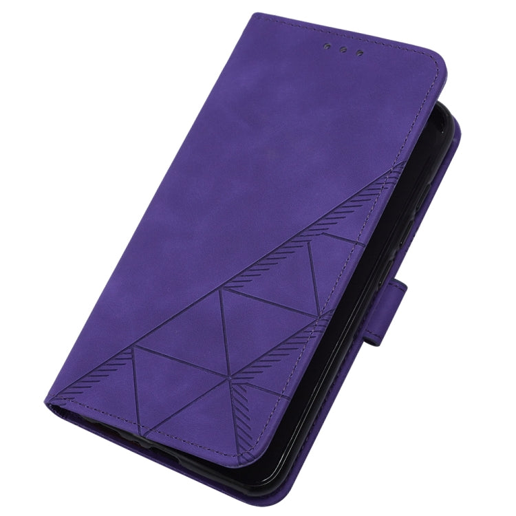 For Google Pixel 9 Crossbody 3D Embossed Flip Leather Phone Case(Purple)