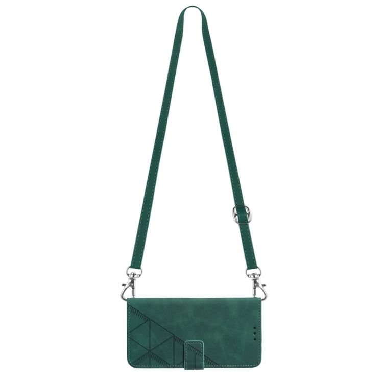 For Google Pixel 9 Crossbody 3D Embossed Flip Leather Phone Case(Dark Green)