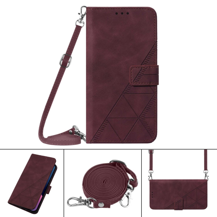 For Google Pixel 9 Crossbody 3D Embossed Flip Leather Phone Case(Wine Red)