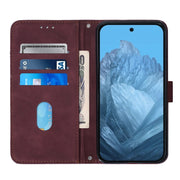 For Google Pixel 9 Crossbody 3D Embossed Flip Leather Phone Case(Wine Red)