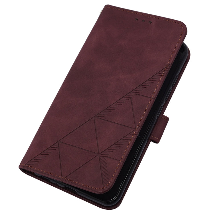 For Google Pixel 9 Crossbody 3D Embossed Flip Leather Phone Case(Wine Red)
