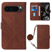 For Google Pixel 9 Pro Crossbody 3D Embossed Flip Leather Phone Case(Brown)