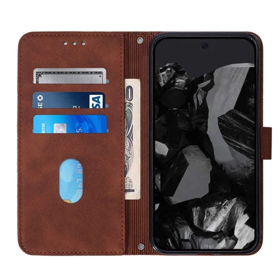 For Google Pixel 9 Pro Crossbody 3D Embossed Flip Leather Phone Case(Brown)