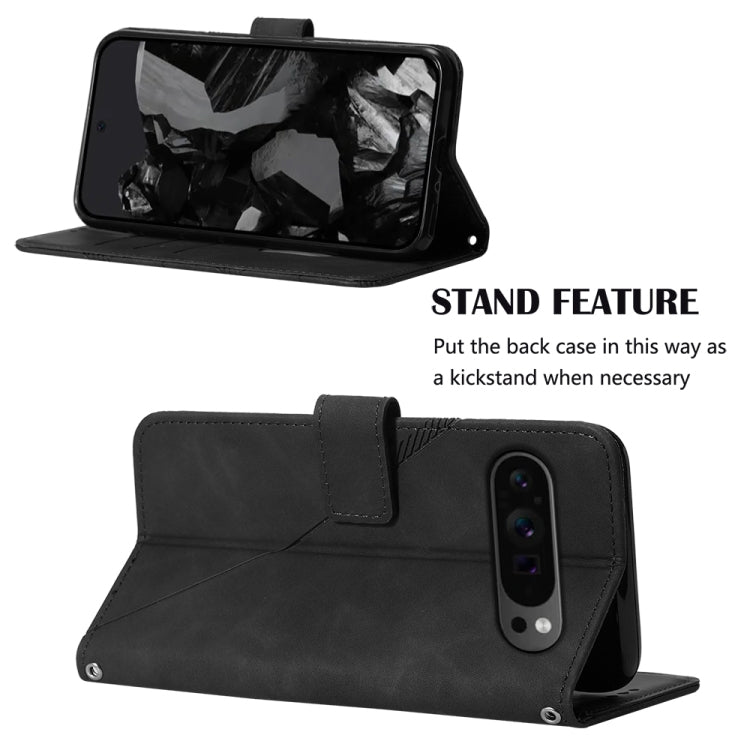 For Google Pixel 9 Pro Crossbody 3D Embossed Flip Leather Phone Case(Black)