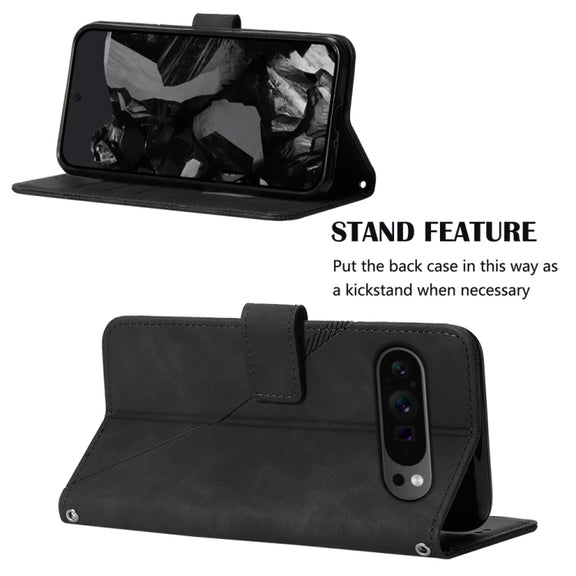For Google Pixel 9 Pro Crossbody 3D Embossed Flip Leather Phone Case(Black)