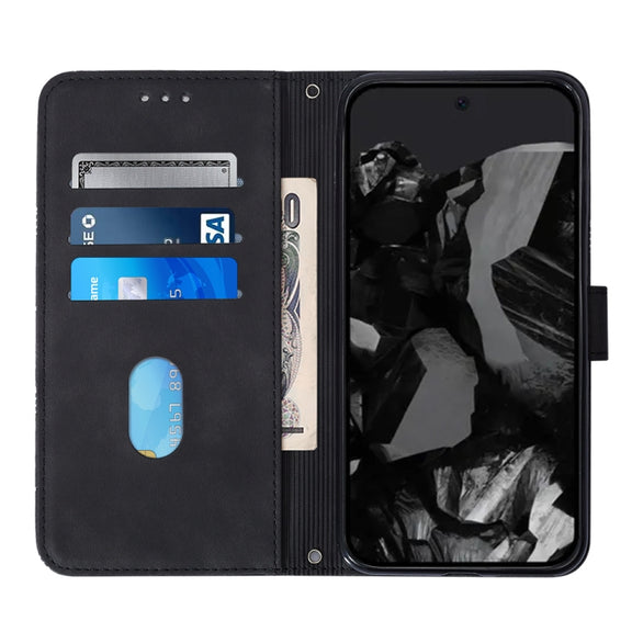 For Google Pixel 9 Pro Crossbody 3D Embossed Flip Leather Phone Case(Black)