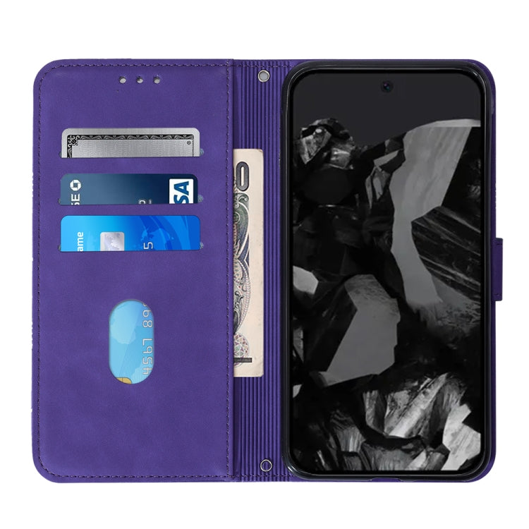 For Google Pixel 9 Pro Crossbody 3D Embossed Flip Leather Phone Case(Purple)