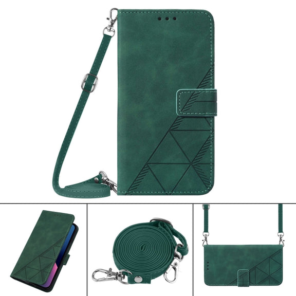 For Google Pixel 9 Pro Crossbody 3D Embossed Flip Leather Phone Case(Dark Green)