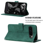 For Google Pixel 9 Pro Crossbody 3D Embossed Flip Leather Phone Case(Dark Green)