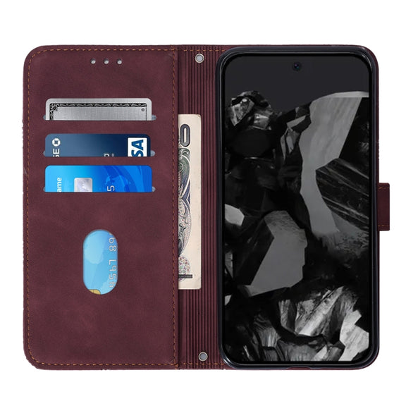 For Google Pixel 9 Pro Crossbody 3D Embossed Flip Leather Phone Case(Wine Red)