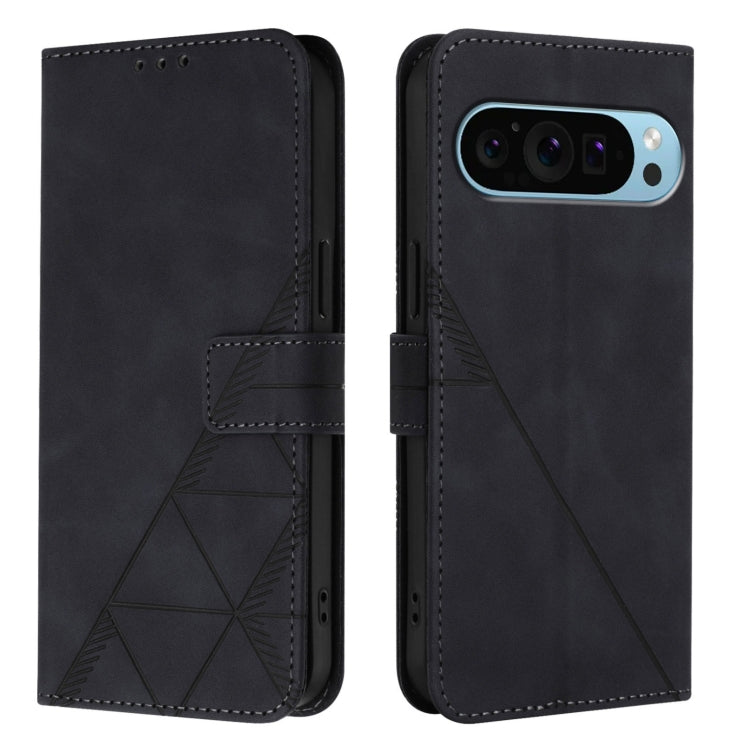 For Google Pixel 9 Pro XL Crossbody 3D Embossed Flip Leather Phone Case(Black)