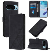For Google Pixel 9 Pro XL Crossbody 3D Embossed Flip Leather Phone Case(Black)