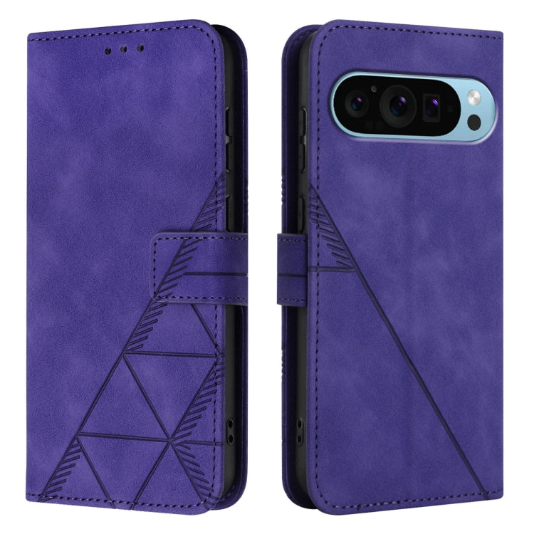 For Google Pixel 9 Pro XL Crossbody 3D Embossed Flip Leather Phone Case(Purple)