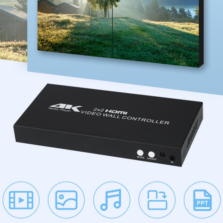 XP02 4K 2x2 HDMI Video Wall Controller Multi-screen Splicing Processor, Style:Ordinary(US Plug)