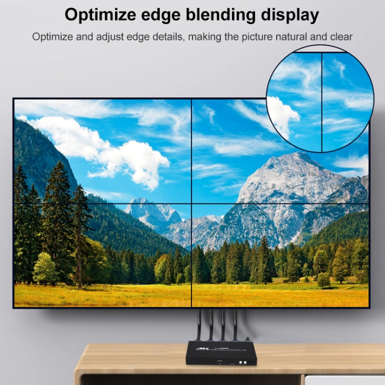 XP03 4K 2x2 HDMI Video Wall Controller Multi-screen Splicing Processor, Style:Playback Version(EU Plug)