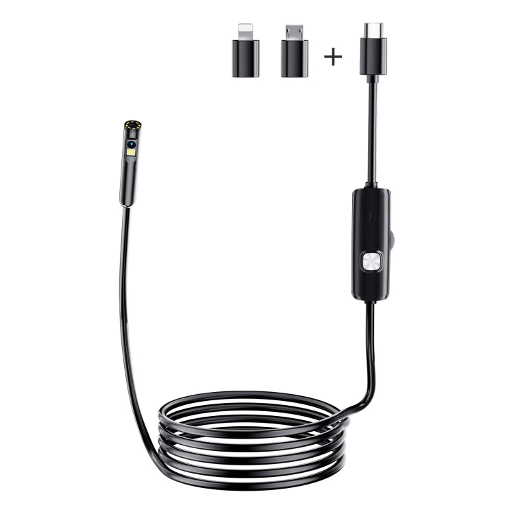 AN112 8mm Double Lenses HD Industry Endoscope Type-C + Micro USB + 8 Pin Connection, Length:2m Soft Tube