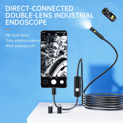 AN112 8mm Double Lenses HD Industry Endoscope Type-C + Micro USB + 8 Pin Connection, Length:2m Soft Tube