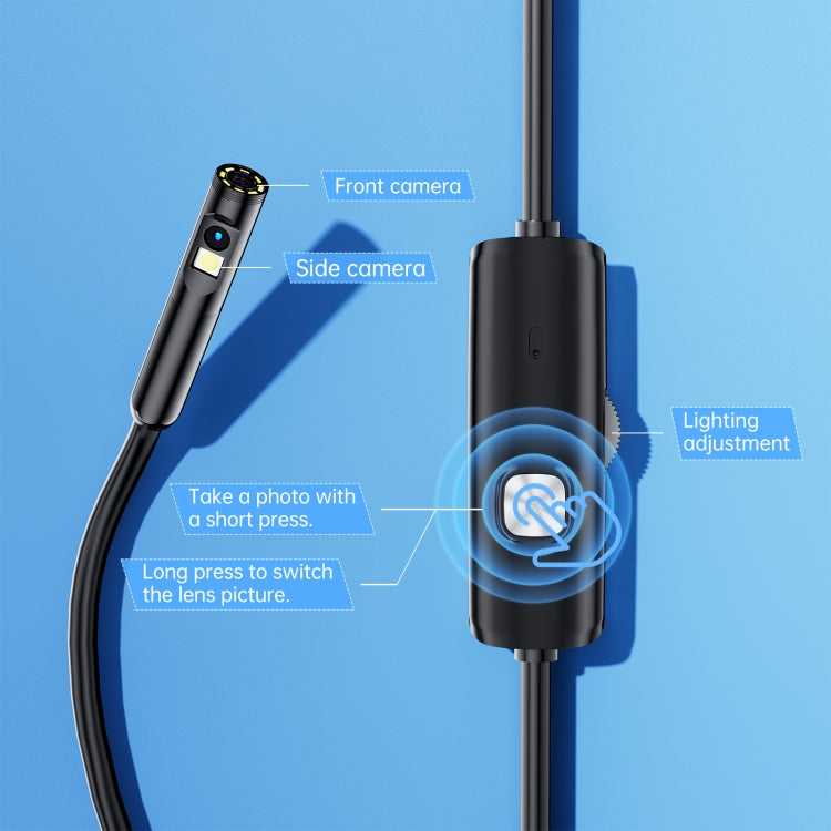AN112 8mm Double Lenses HD Industry Endoscope Type-C + Micro USB + 8 Pin Connection, Length:2m Soft Tube