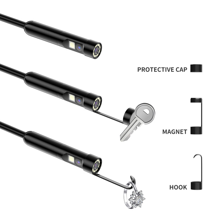 AN112 8mm Double Lenses HD Industry Endoscope Type-C + Micro USB + 8 Pin Connection, Length:2m Soft Tube
