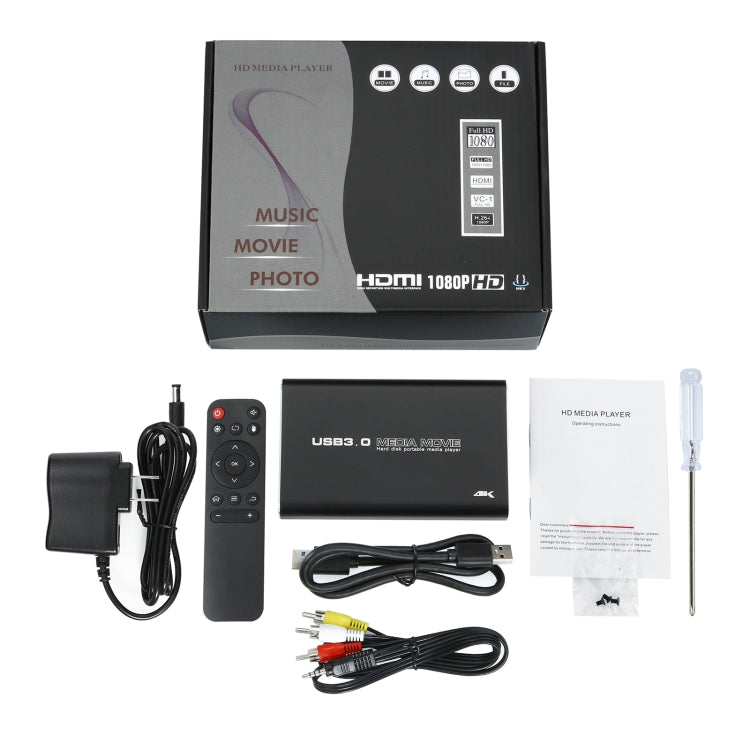 MP2506P 4K 30Hz HD Media Player, Support Auto Loop Play Videos & Photos & Music(UK Plug)